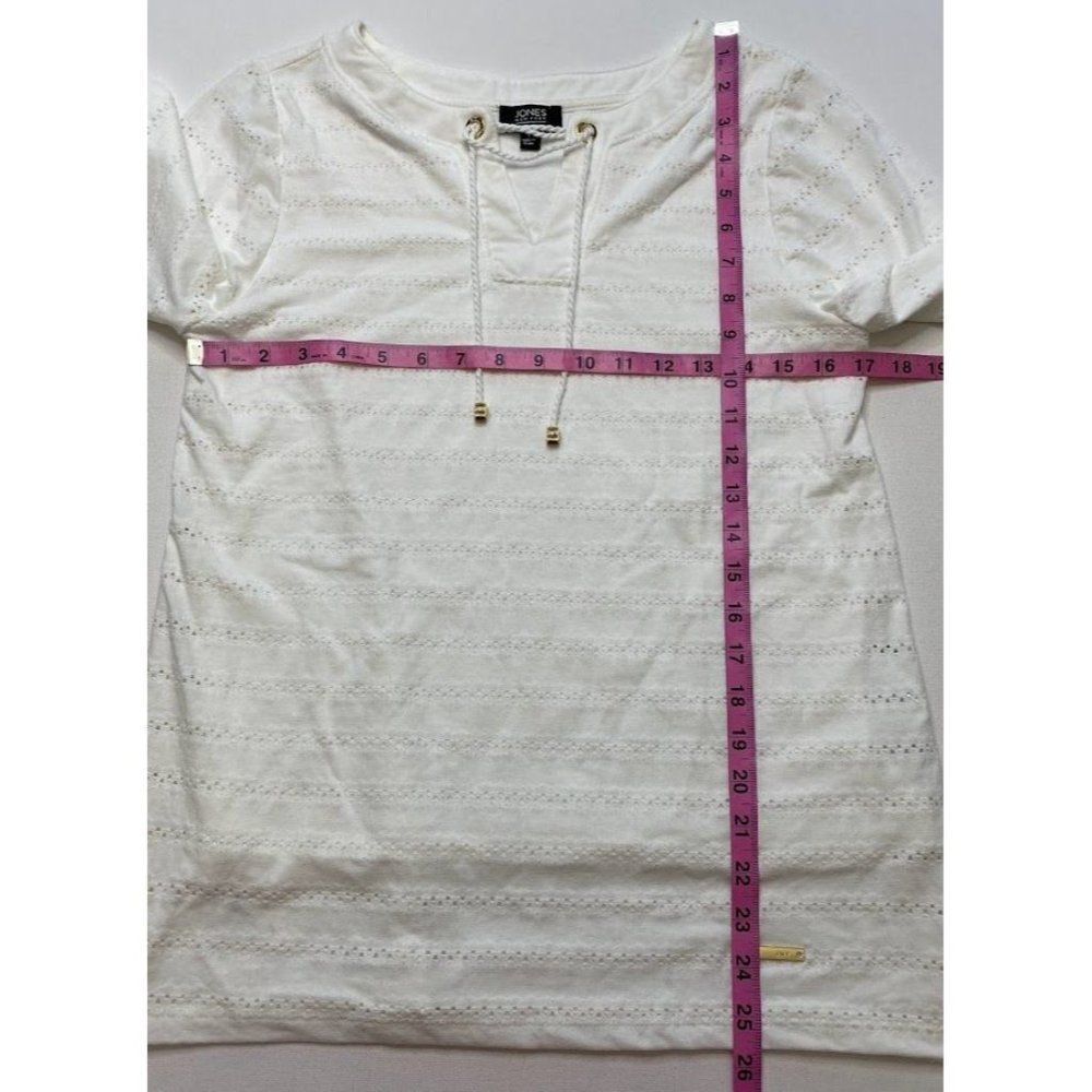 Jones New York White Round Split‎ Neck with Tie Top Sz Small - Picture 5 of 10